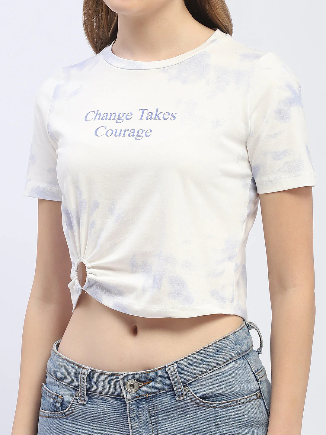 Madame Tie-Dye White Crop T-Shirt - Image 2