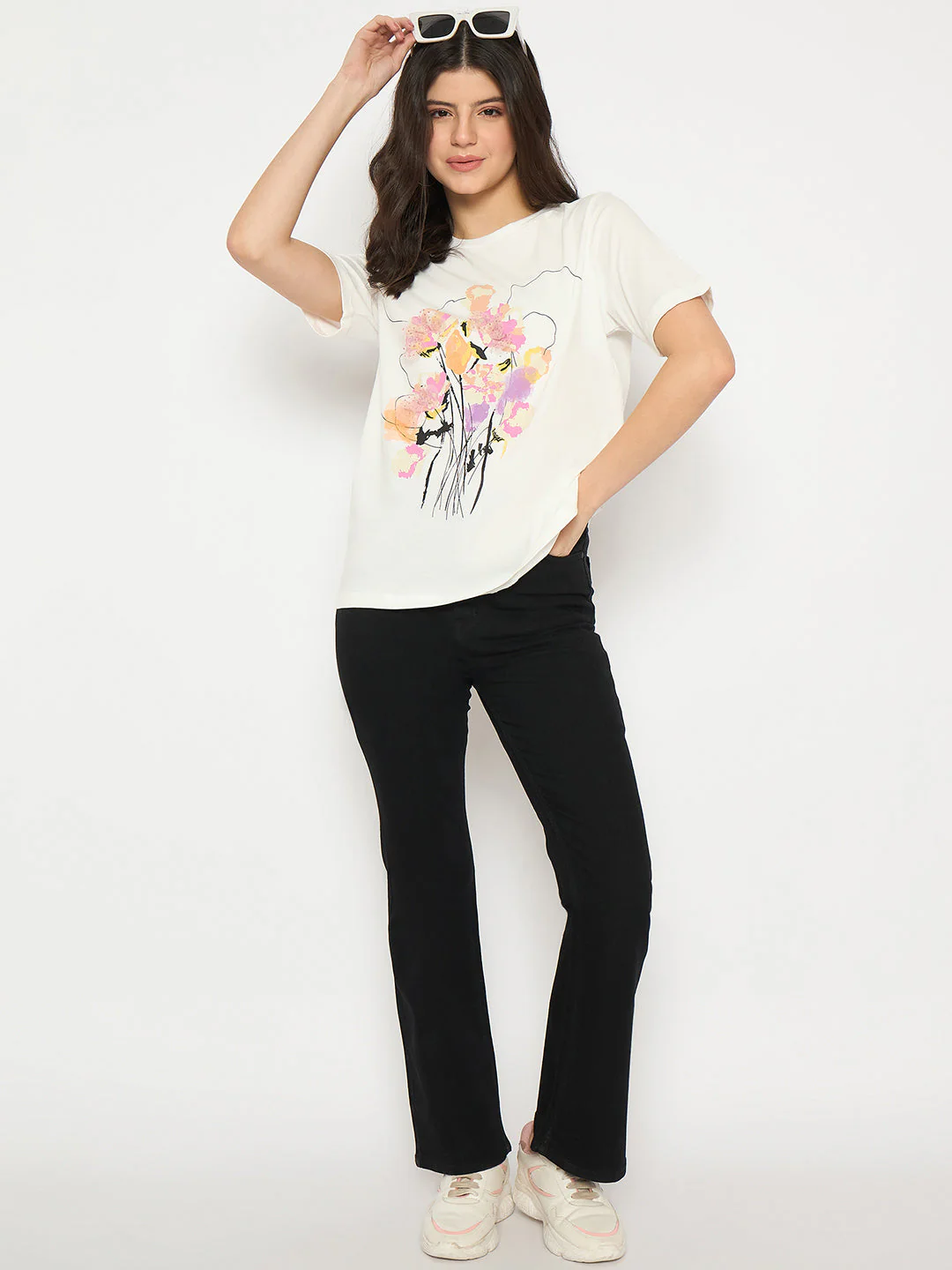Madame Graphic Print White Cotton T-shirt - Image 2