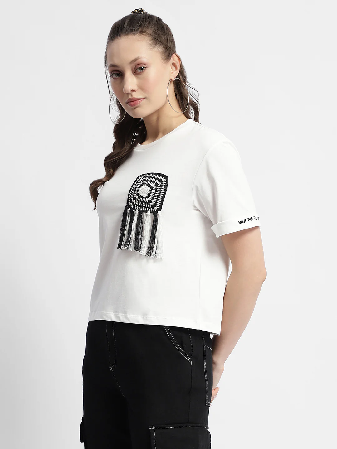 Madame Applique Pocket White Coloured T-Shirt - Image 5