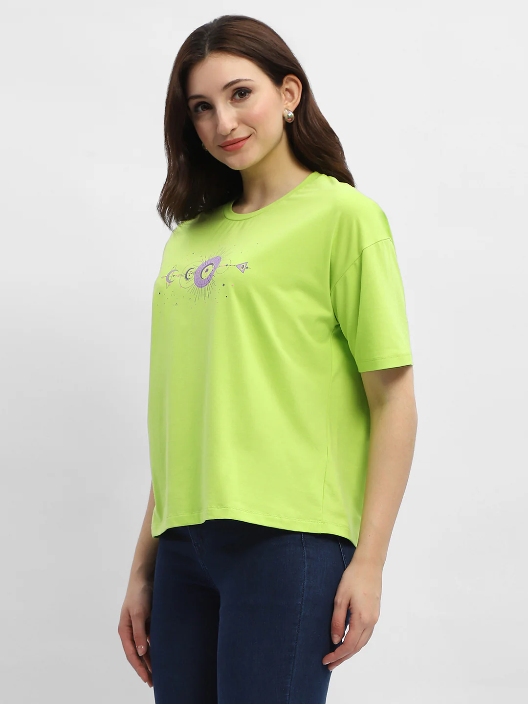 Madame Graphic Print Neon Green Cotton T-Shirt - Image 4