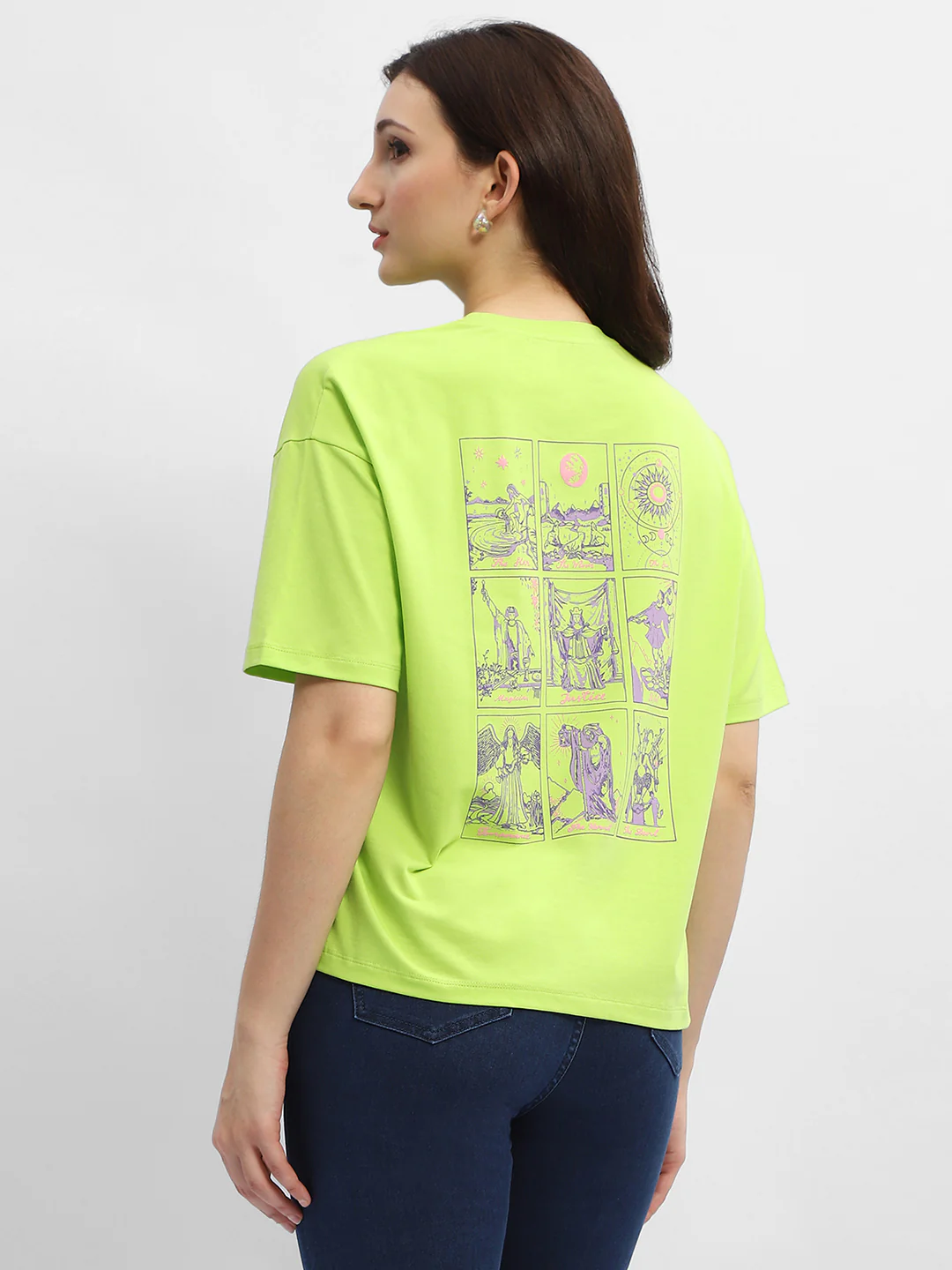 Madame Graphic Print Neon Green Cotton T-Shirt - Image 5