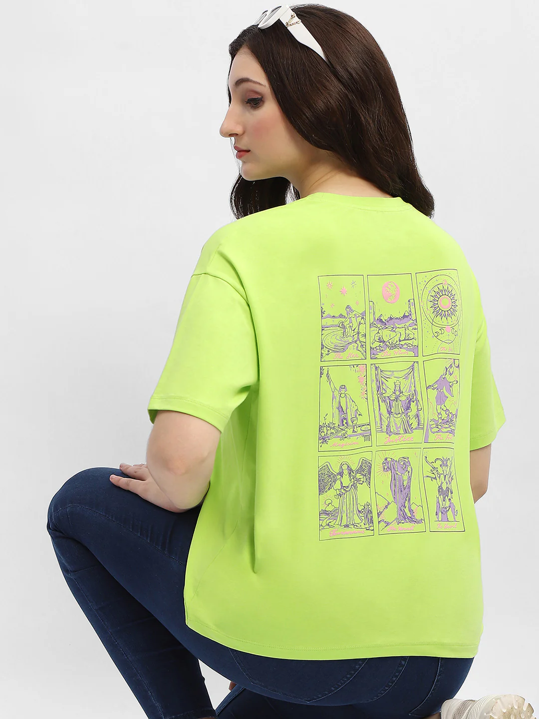 Madame Graphic Print Neon Green Cotton T-Shirt - Image 6