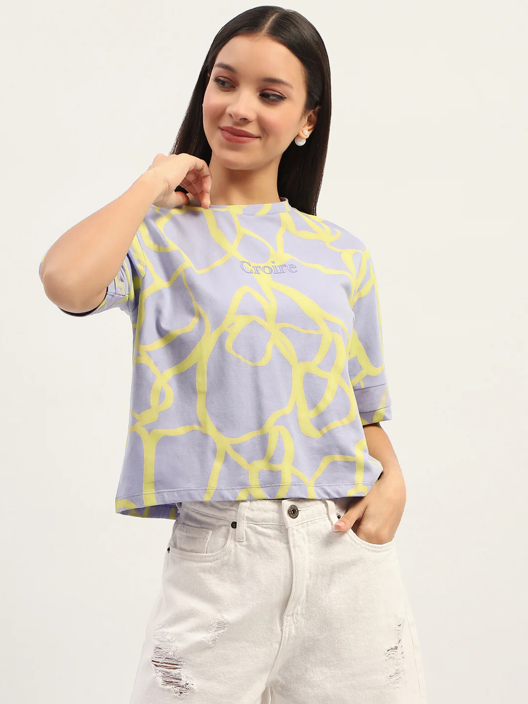 Madame Tie Dye Typography Adorned Cotton Mauve T-Shirt - Image 3