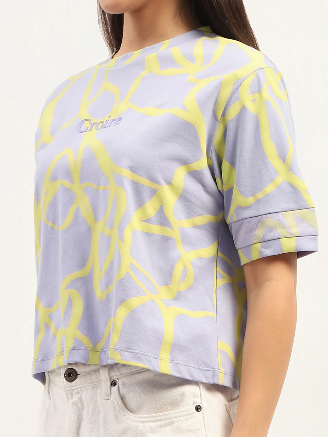 Madame Tie Dye Typography Adorned Cotton Mauve T-Shirt - Image 7