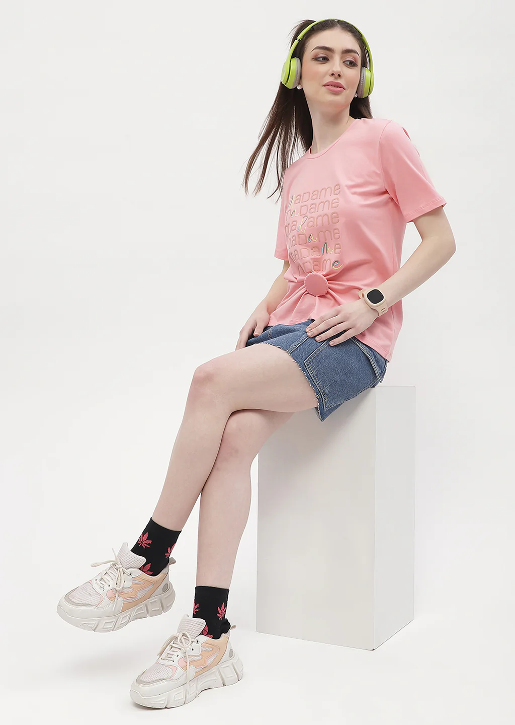 Madame Logo Print Pink Regular T-Shirt - Image 2
