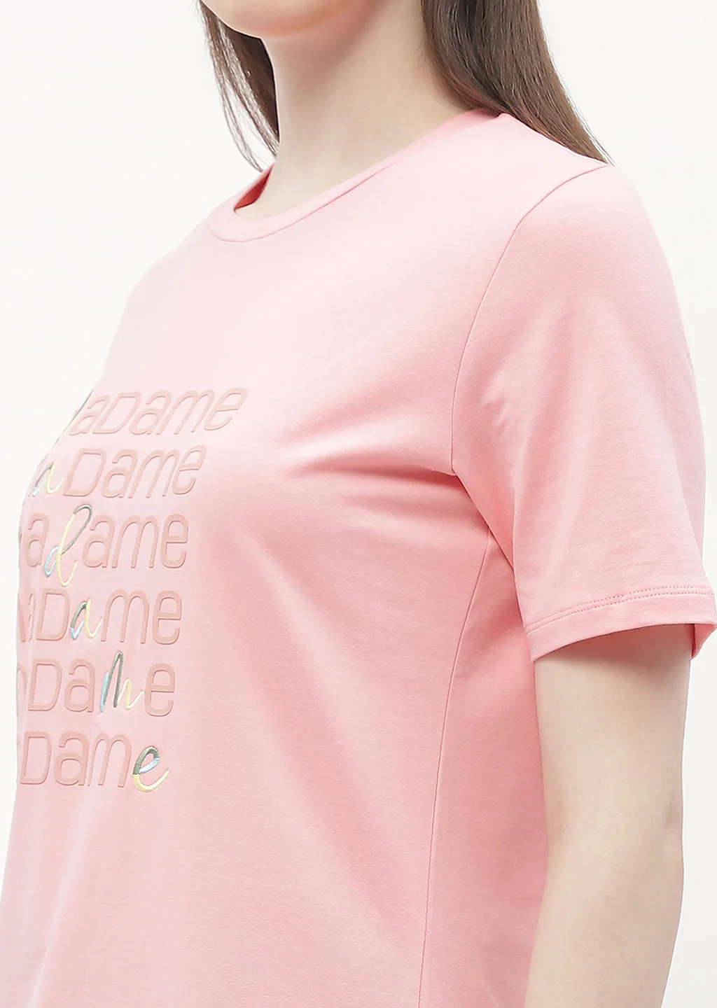 Madame Logo Print Pink Regular T-Shirt - Image 6