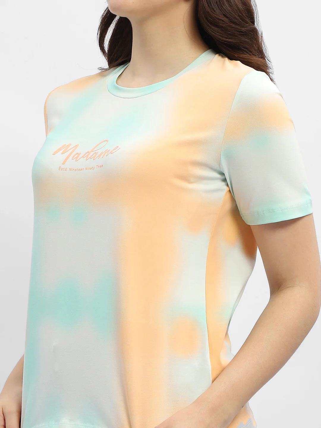 Madame Tie-Dye Orange Cotton T-Shirt - Image 6