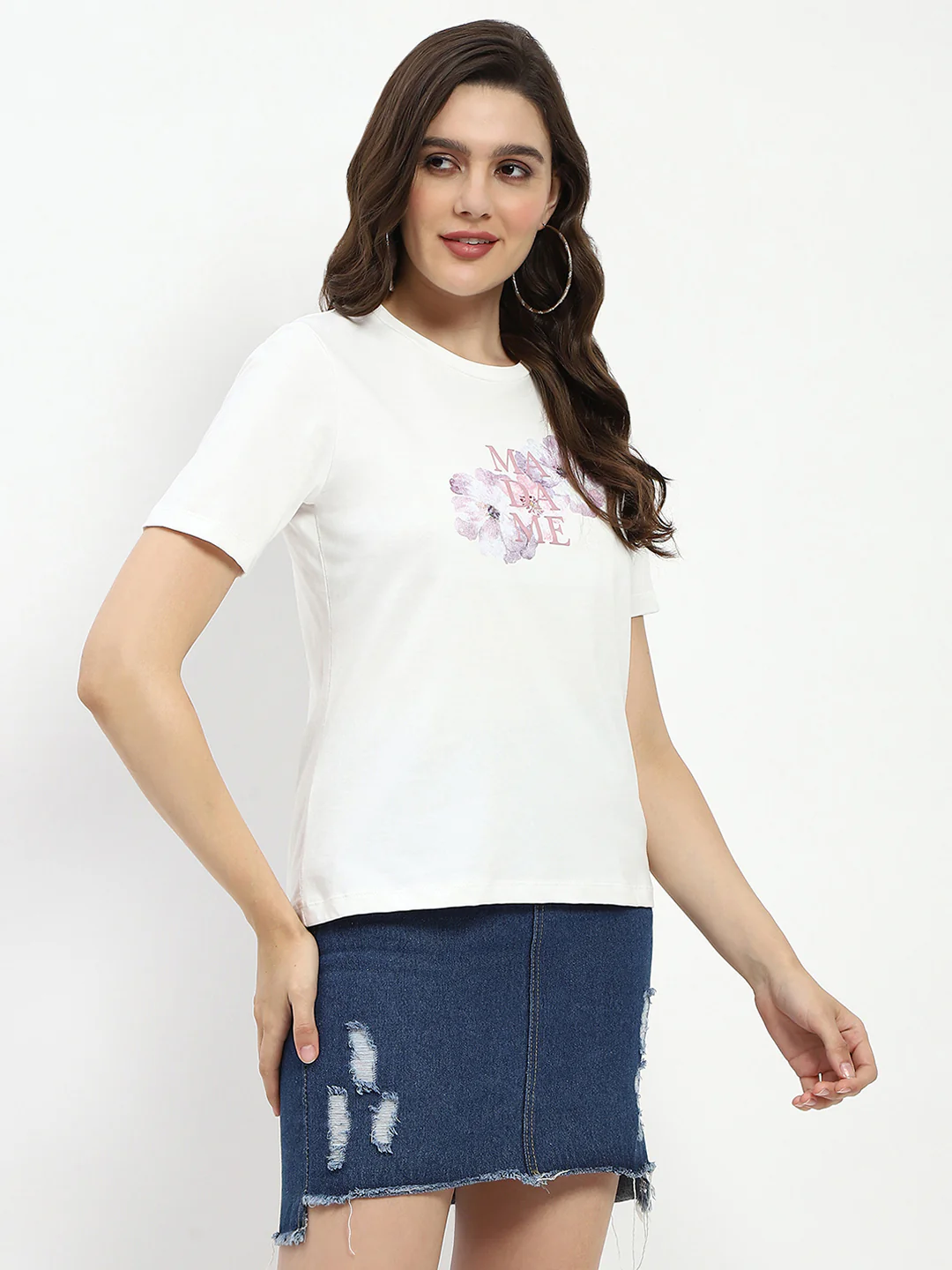 Madame Graphic Print White Cotton T-Shirt - Image 4