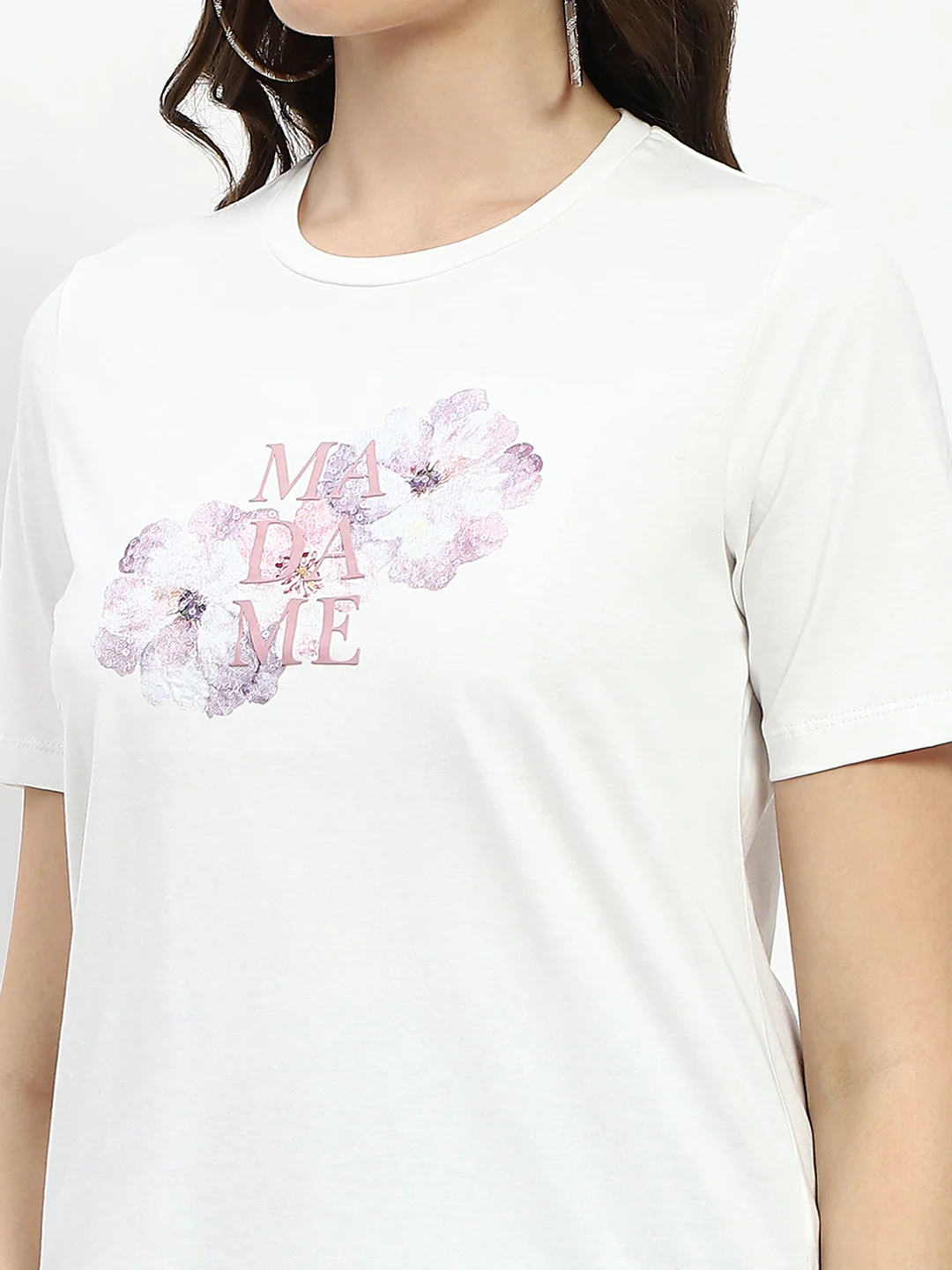 Madame Graphic Print White Cotton T-Shirt - Image 7