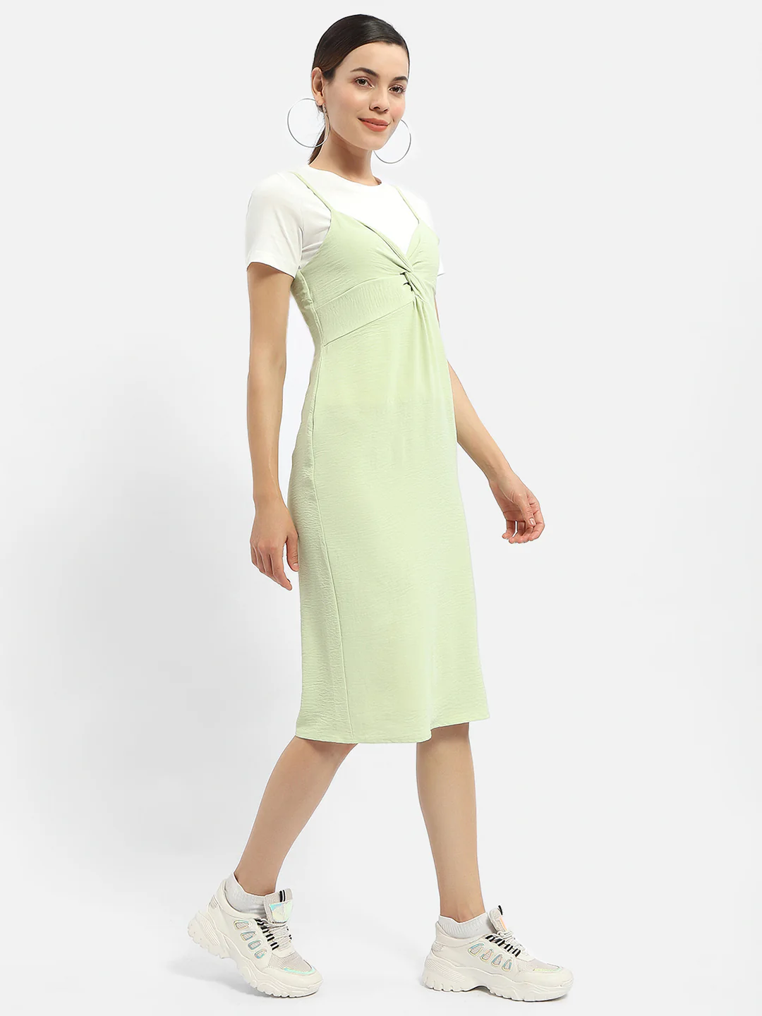 Madame Knotted Pastel Green Midi Dress - Image 3
