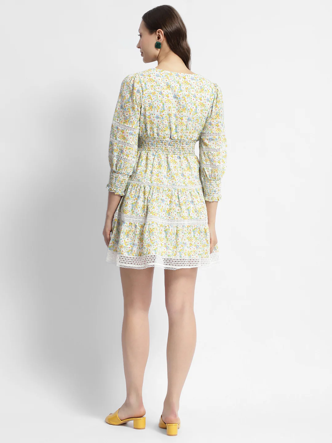 Madame Green Fit And Flare Floral Print Short Dress - Image 6
