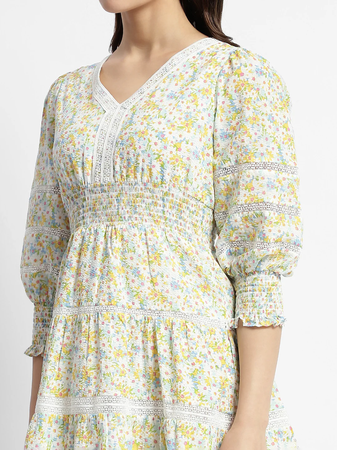 Madame Green Fit And Flare Floral Print Short Dress - Image 7