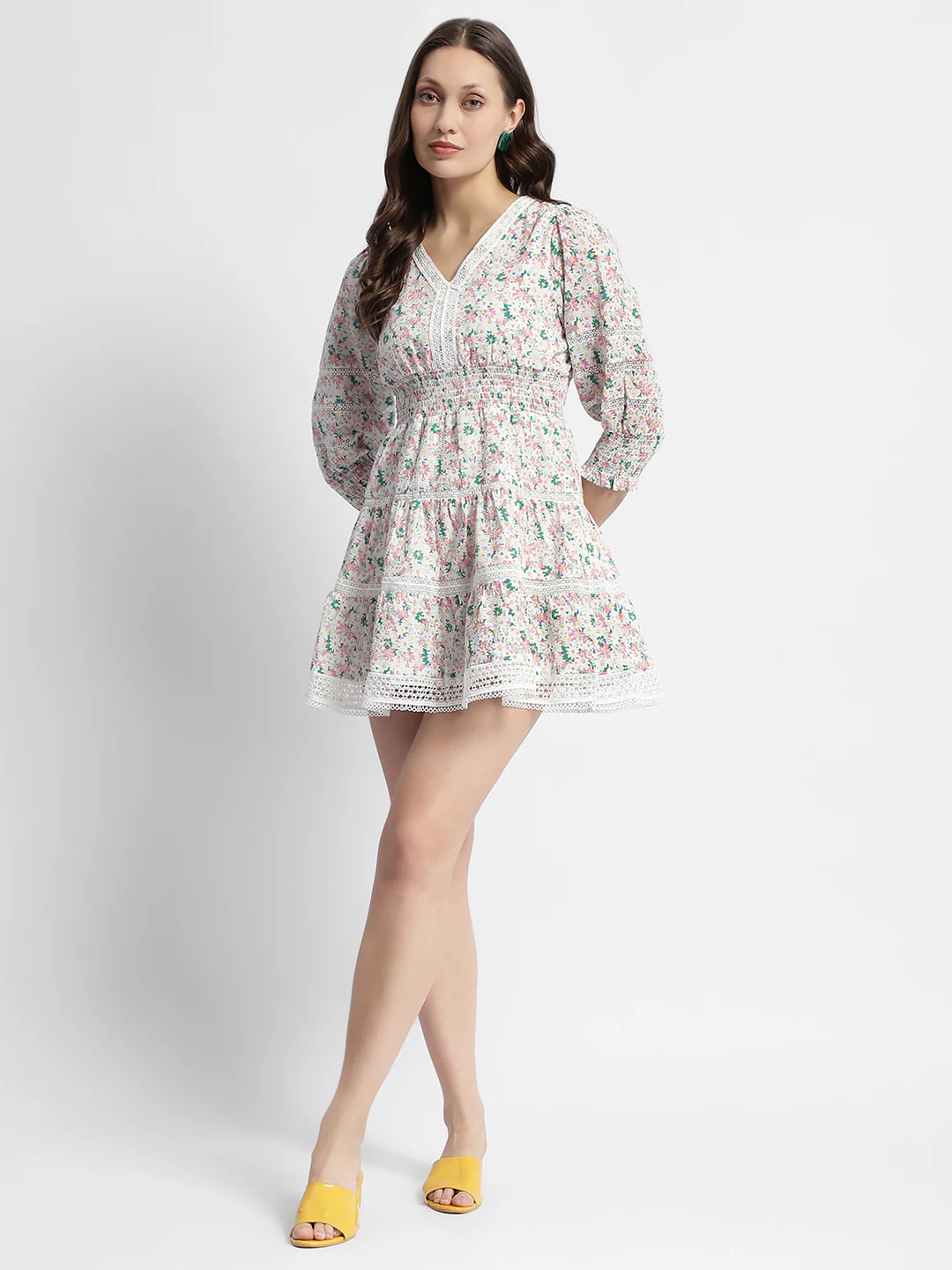 Madame Ditsy Floral Print V-Neck Mini Dress - Image 4