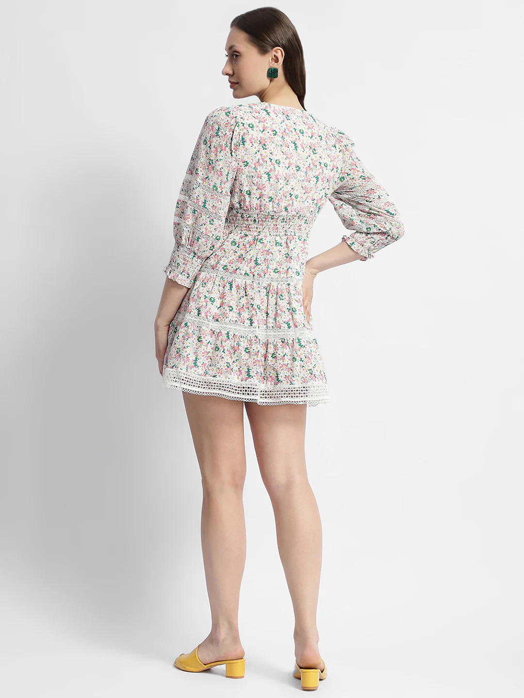 Madame Ditsy Floral Print V-Neck Mini Dress - Image 7