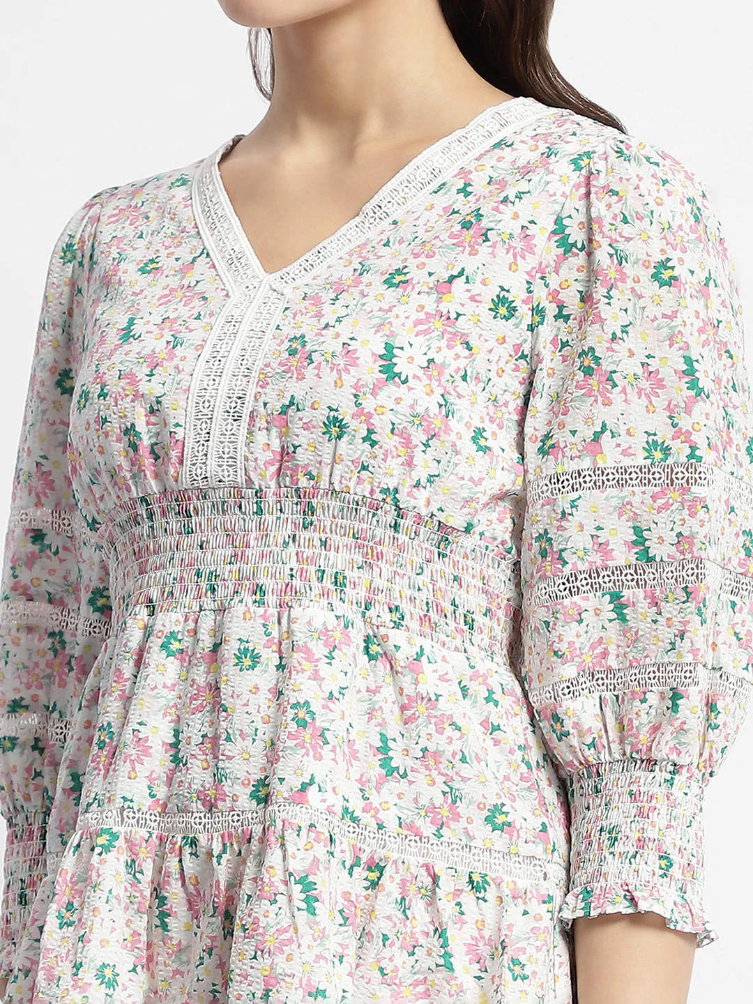 Madame Ditsy Floral Print V-Neck Mini Dress - Image 8