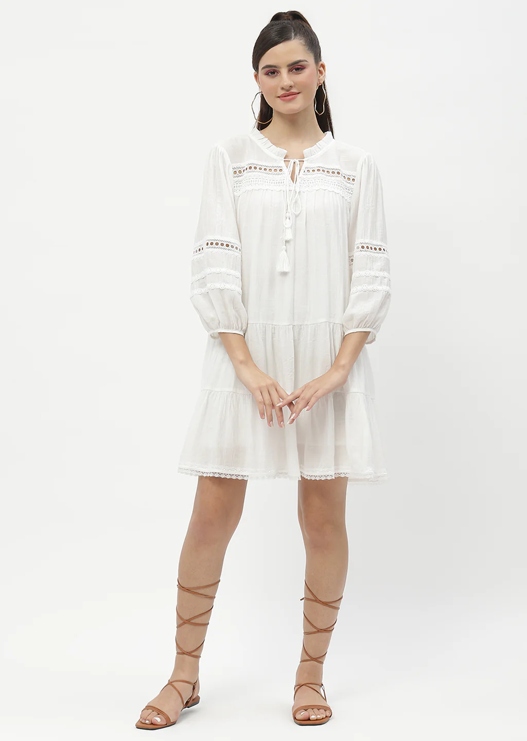 Madame Puff Sleeve Off-White Dress