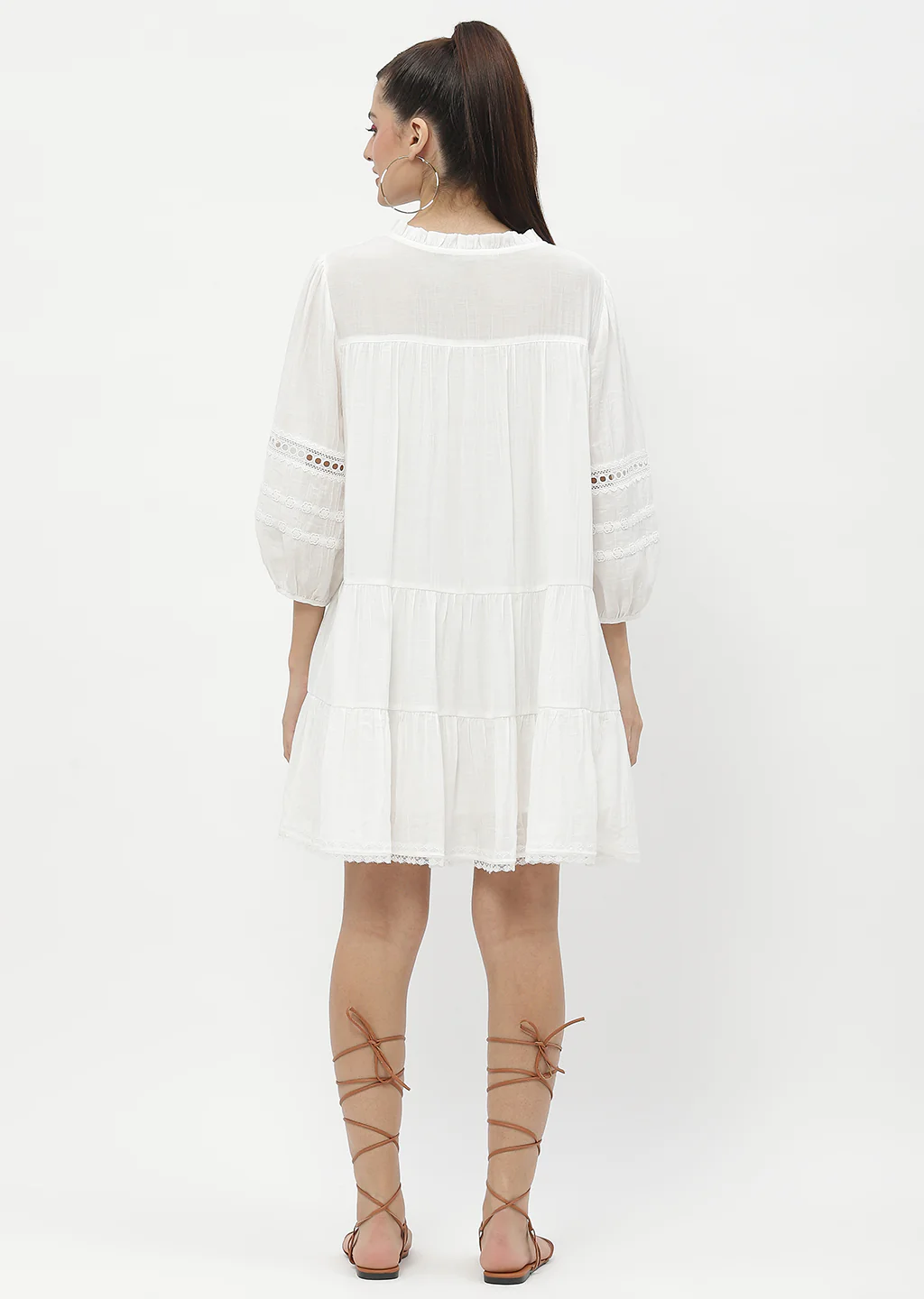 Madame Puff Sleeve Off-White Dress - Image 5