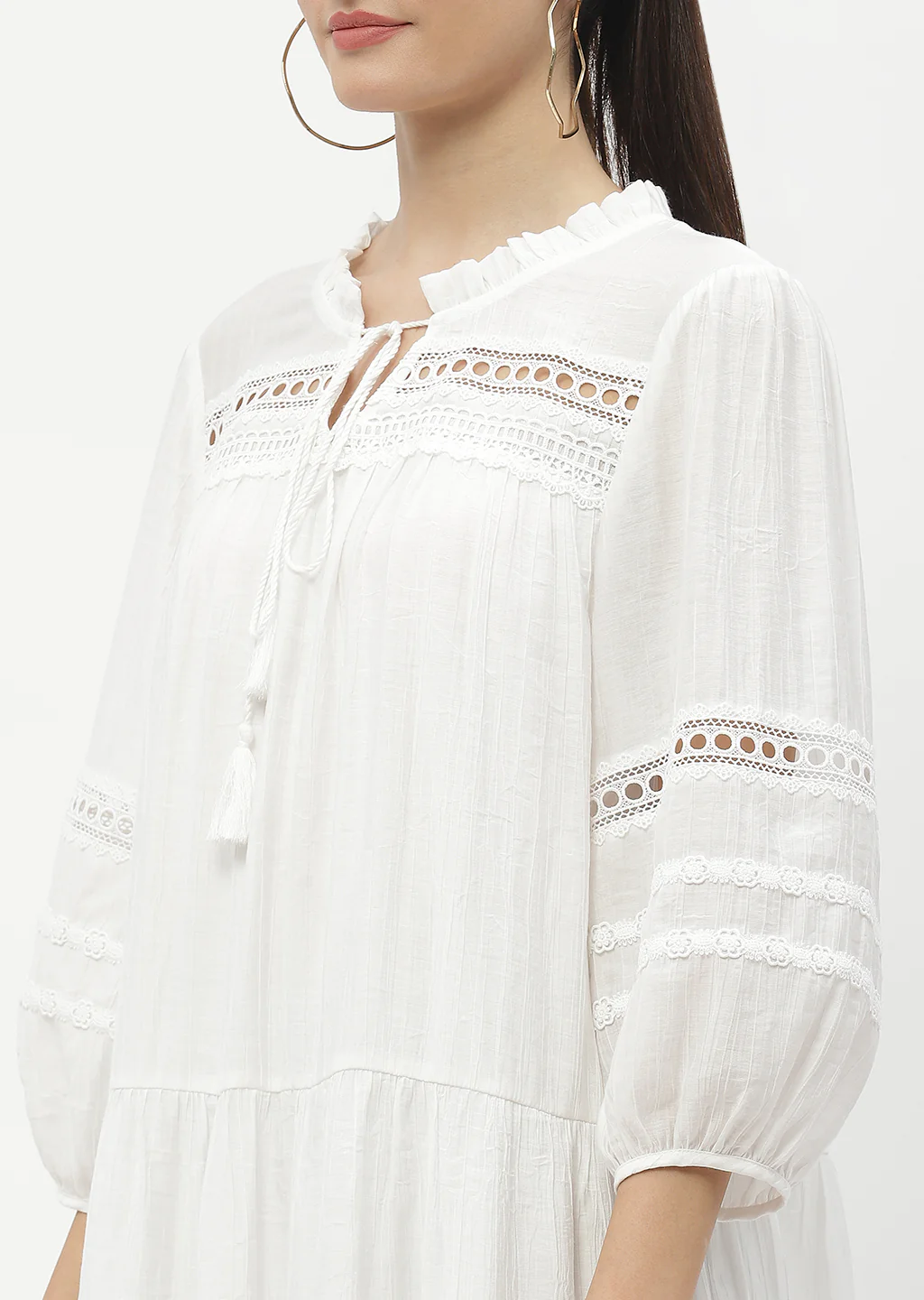 Madame Puff Sleeve Off-White Dress - Image 6