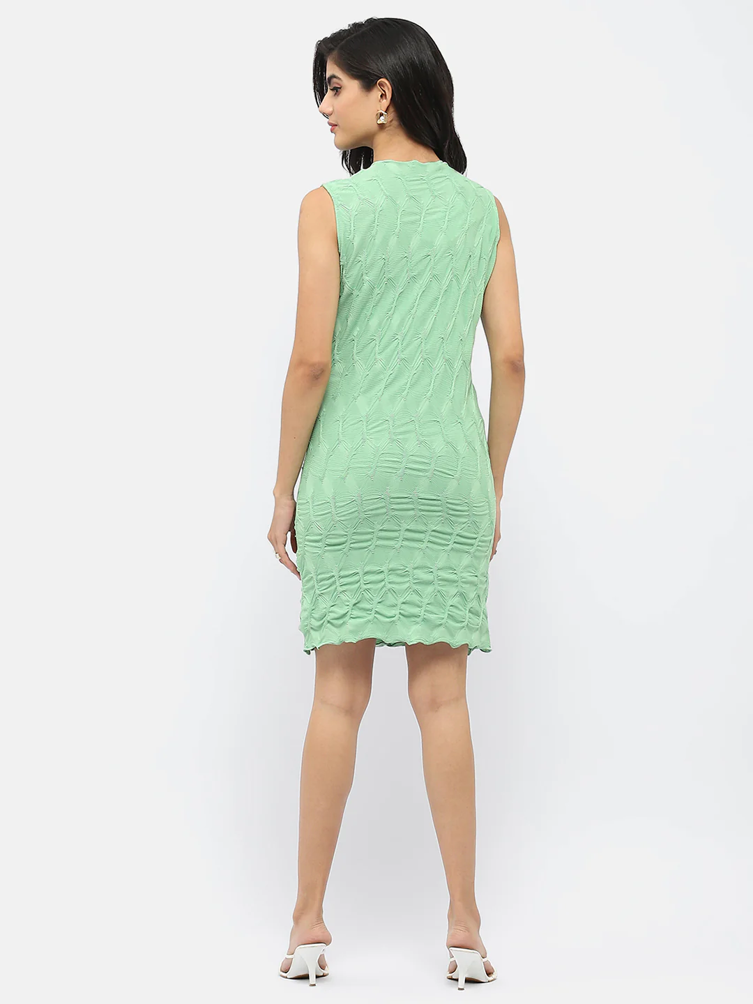 Madame Crinkled Green Lettuce Hem Dress - Image 5