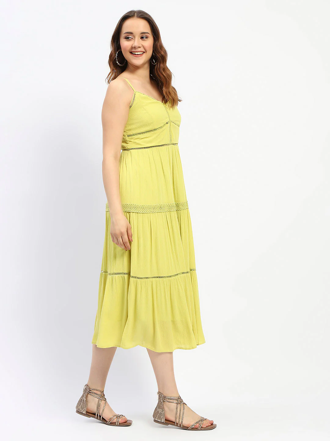 Madame Green Cotton Tiered Cami Dress - Image 3