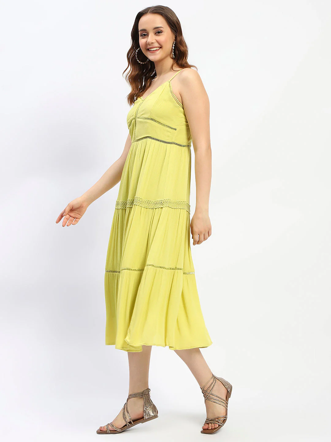 Madame Green Cotton Tiered Cami Dress - Image 4
