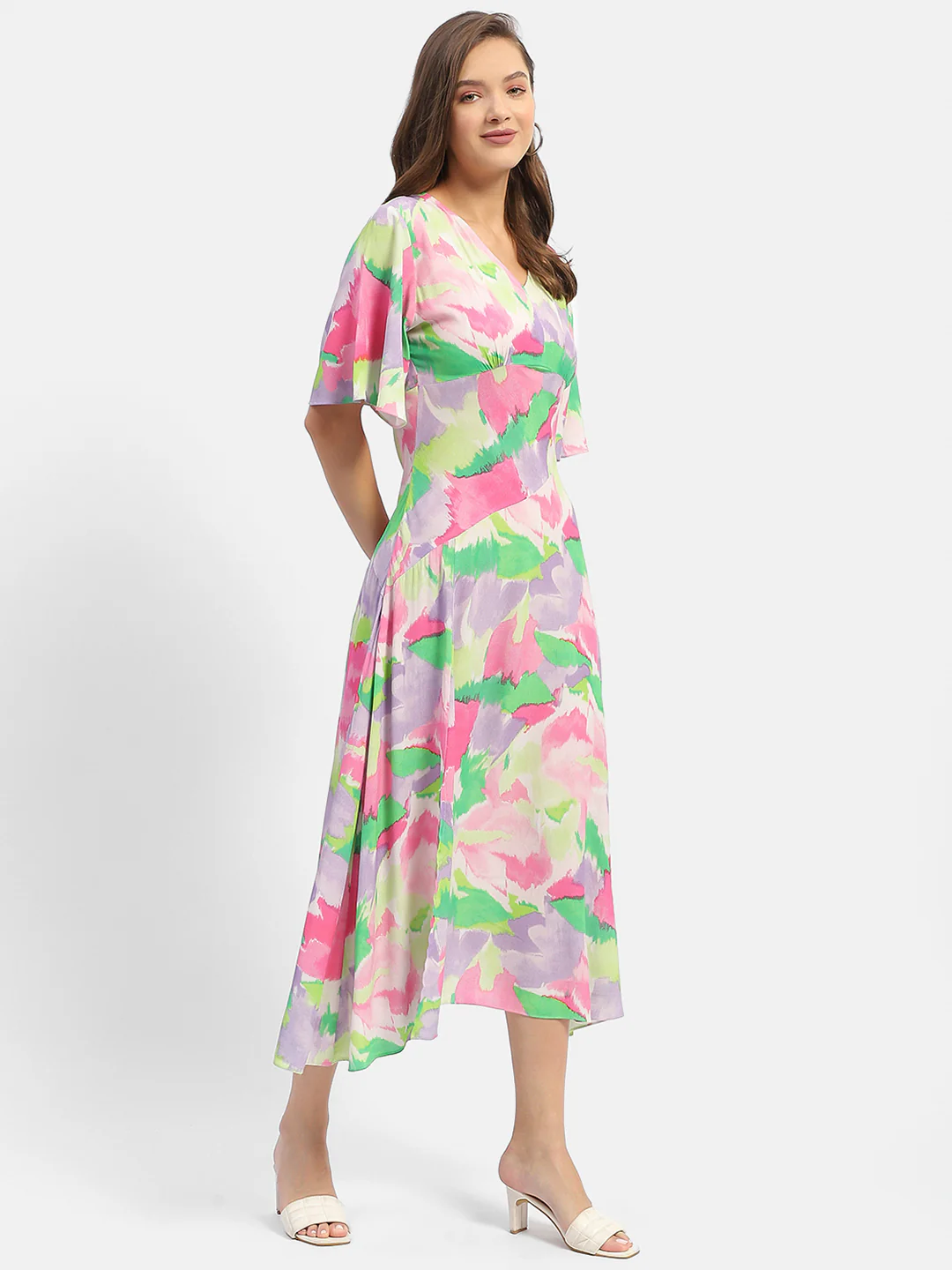 Madame Floral Print Pink Maxi Dress - Image 3