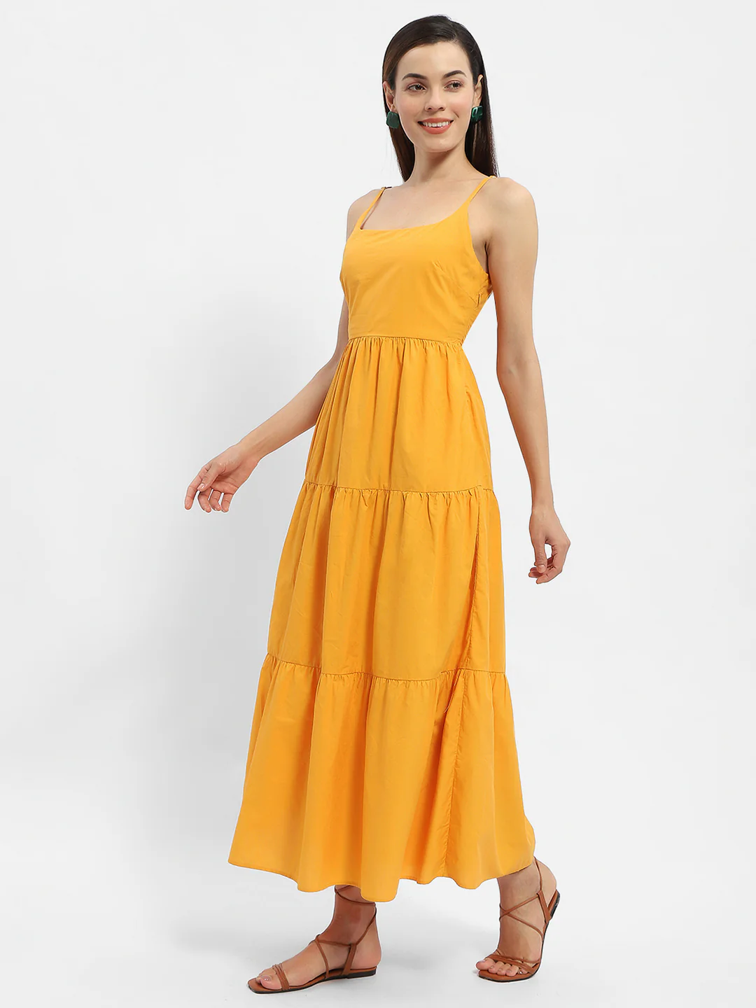 Madame Cami Neck Orange Tiered Maxi Dress - Image 4