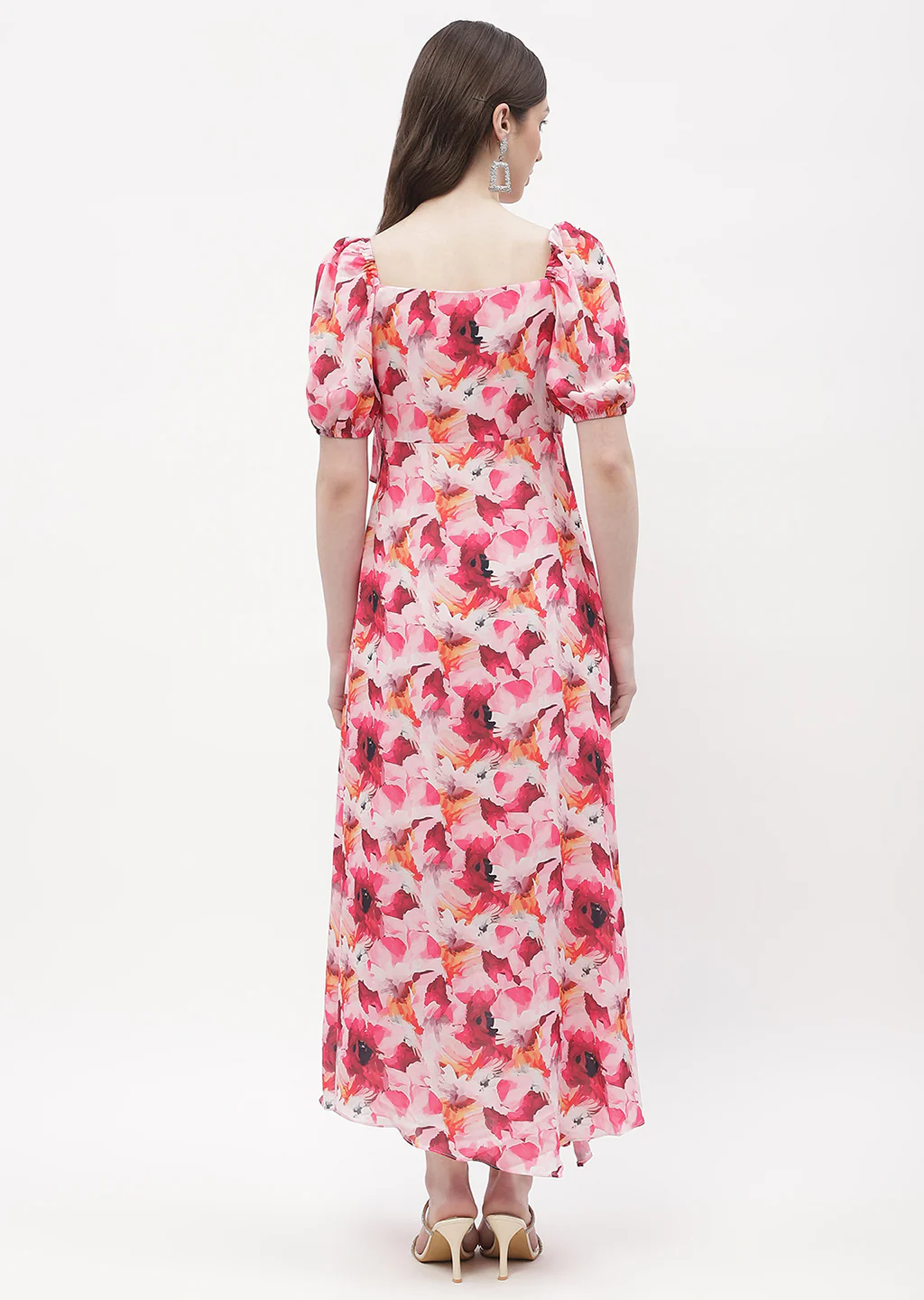 Madame Sweetheart Neck Hot Pink Floral Maxi Dress - Image 5