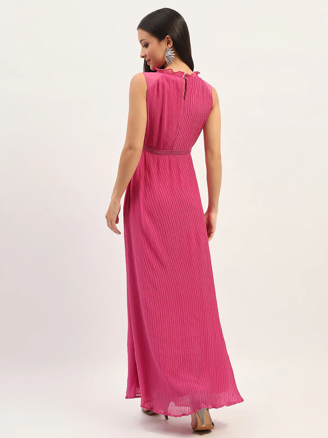 Madame Fit And Flare Pink Maxi Dress - Image 6