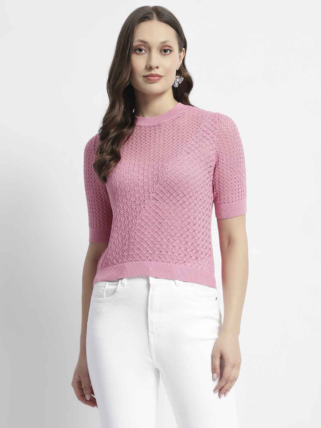Madame Pink Knitted Crew Neck Top