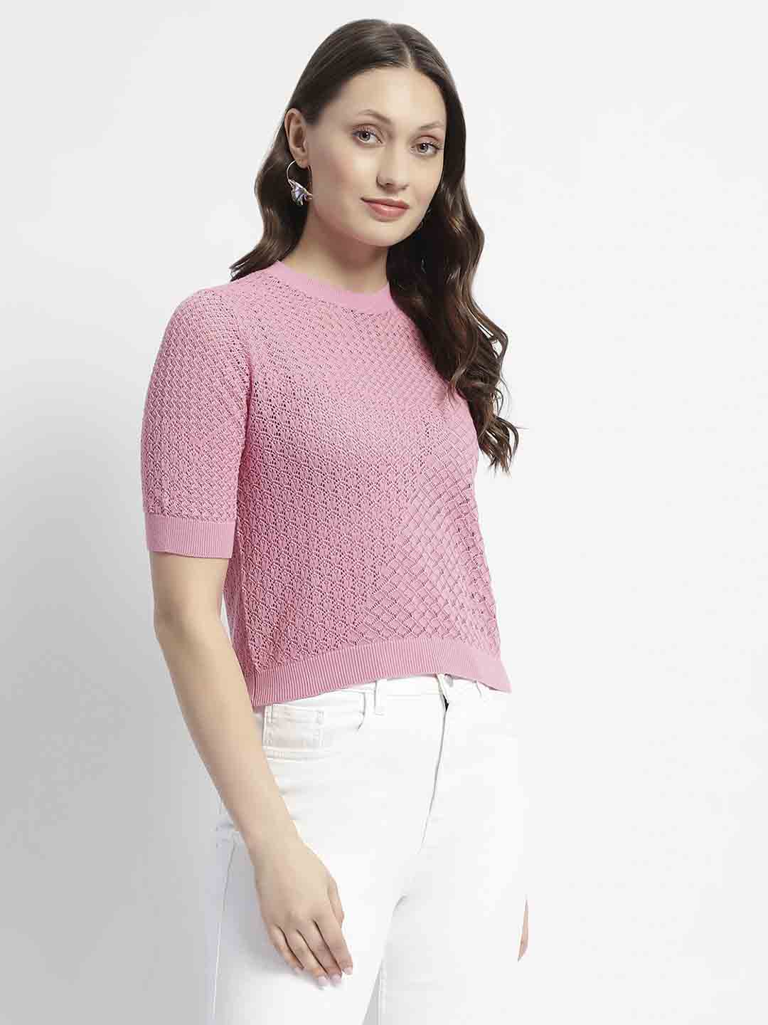 Madame Pink Knitted Crew Neck Top - Image 4