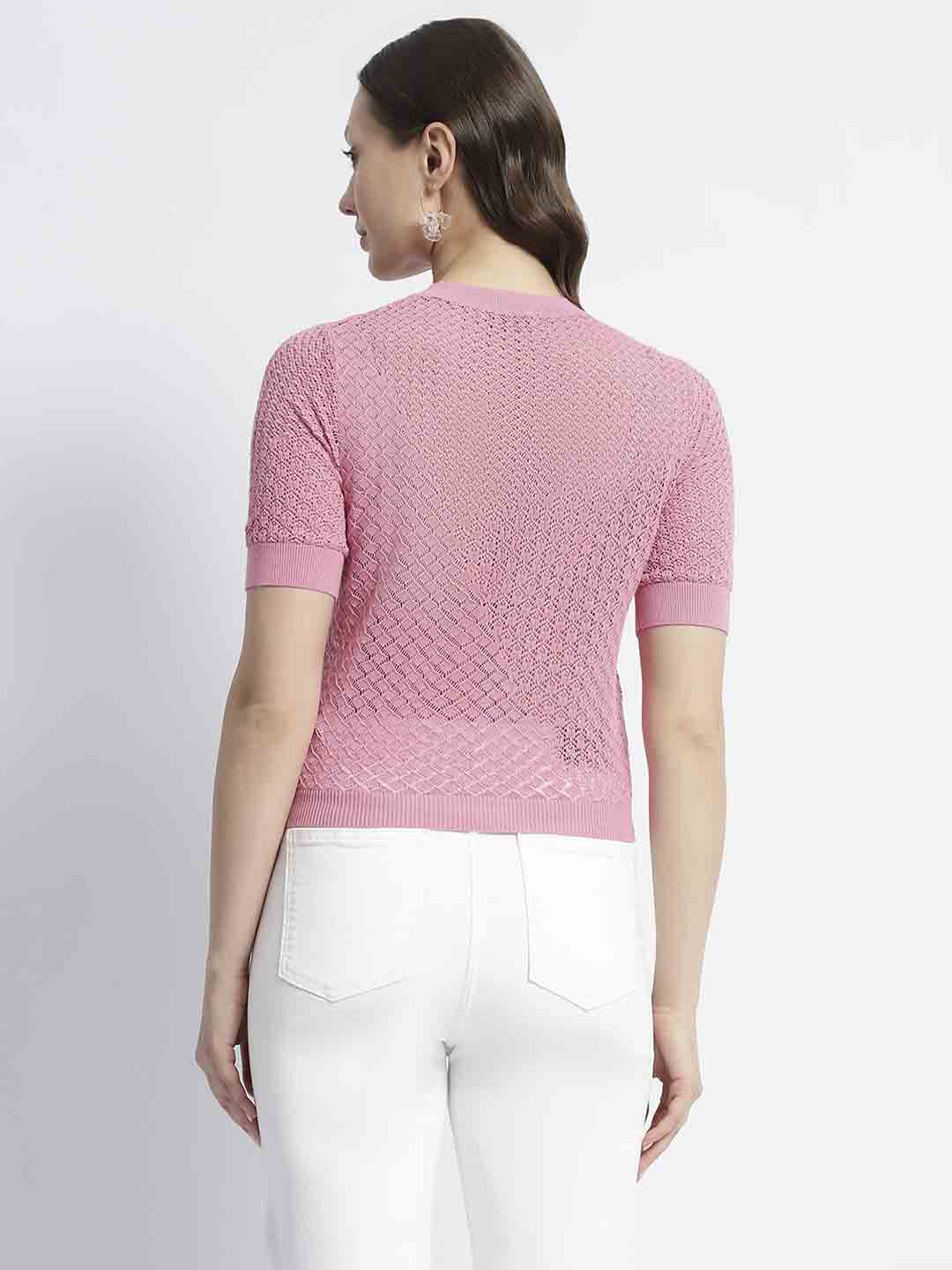 Madame Pink Knitted Crew Neck Top - Image 6