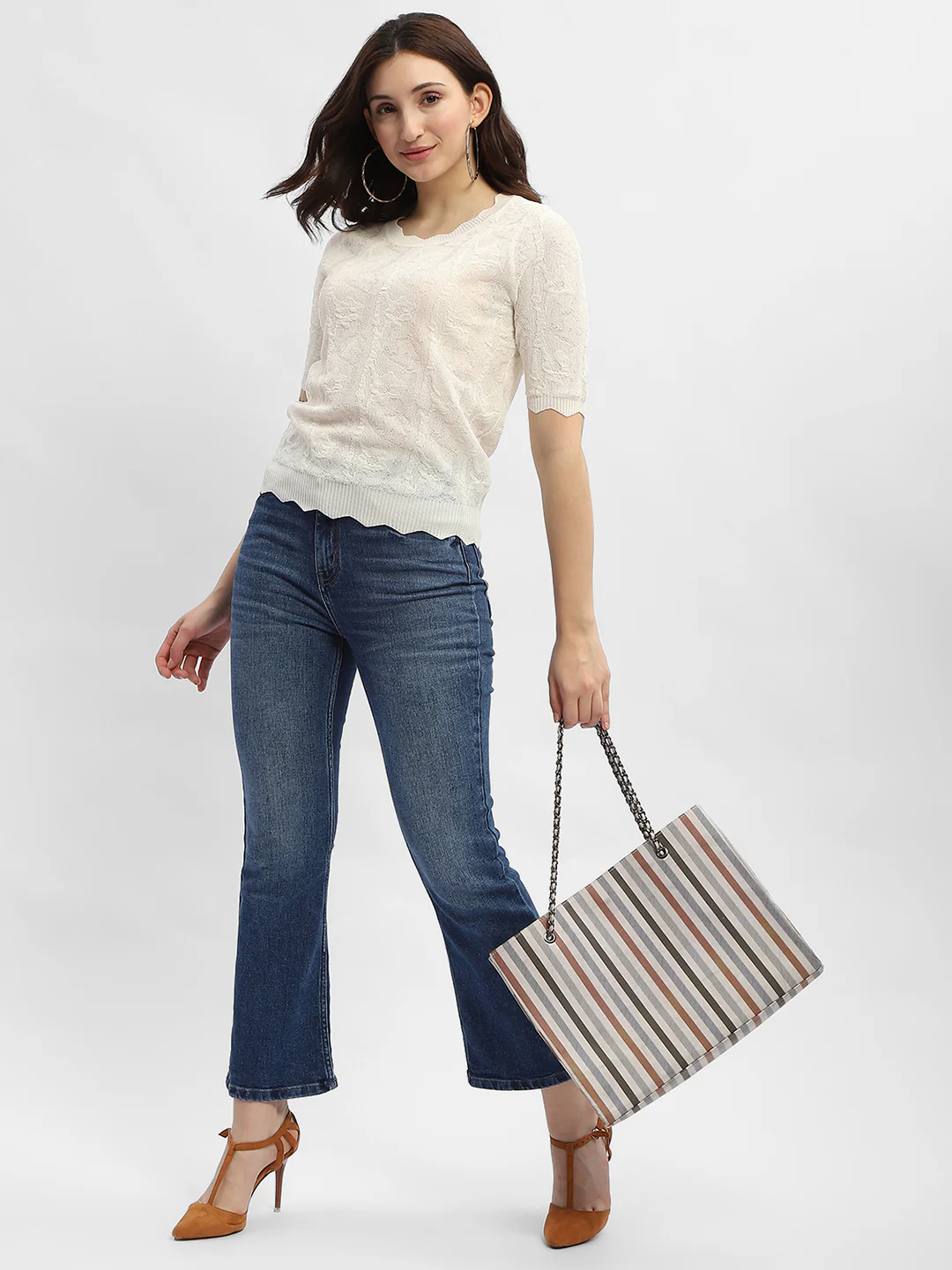 Madame Crinkled Beige Sheer Top - Image 2