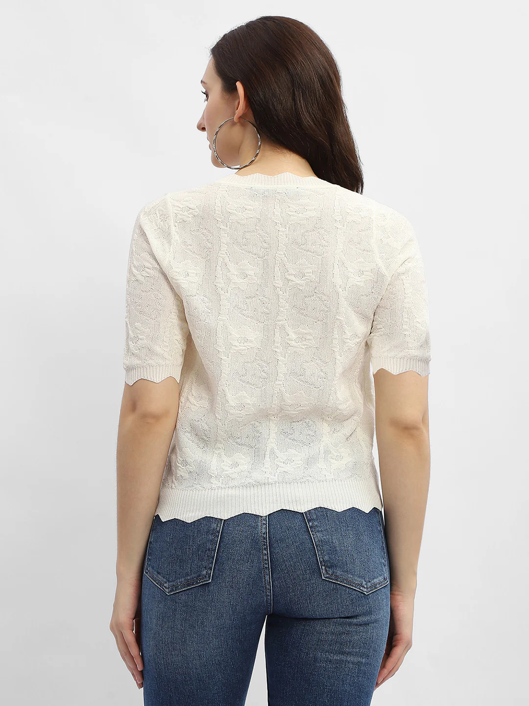 Madame Crinkled Beige Sheer Top - Image 5