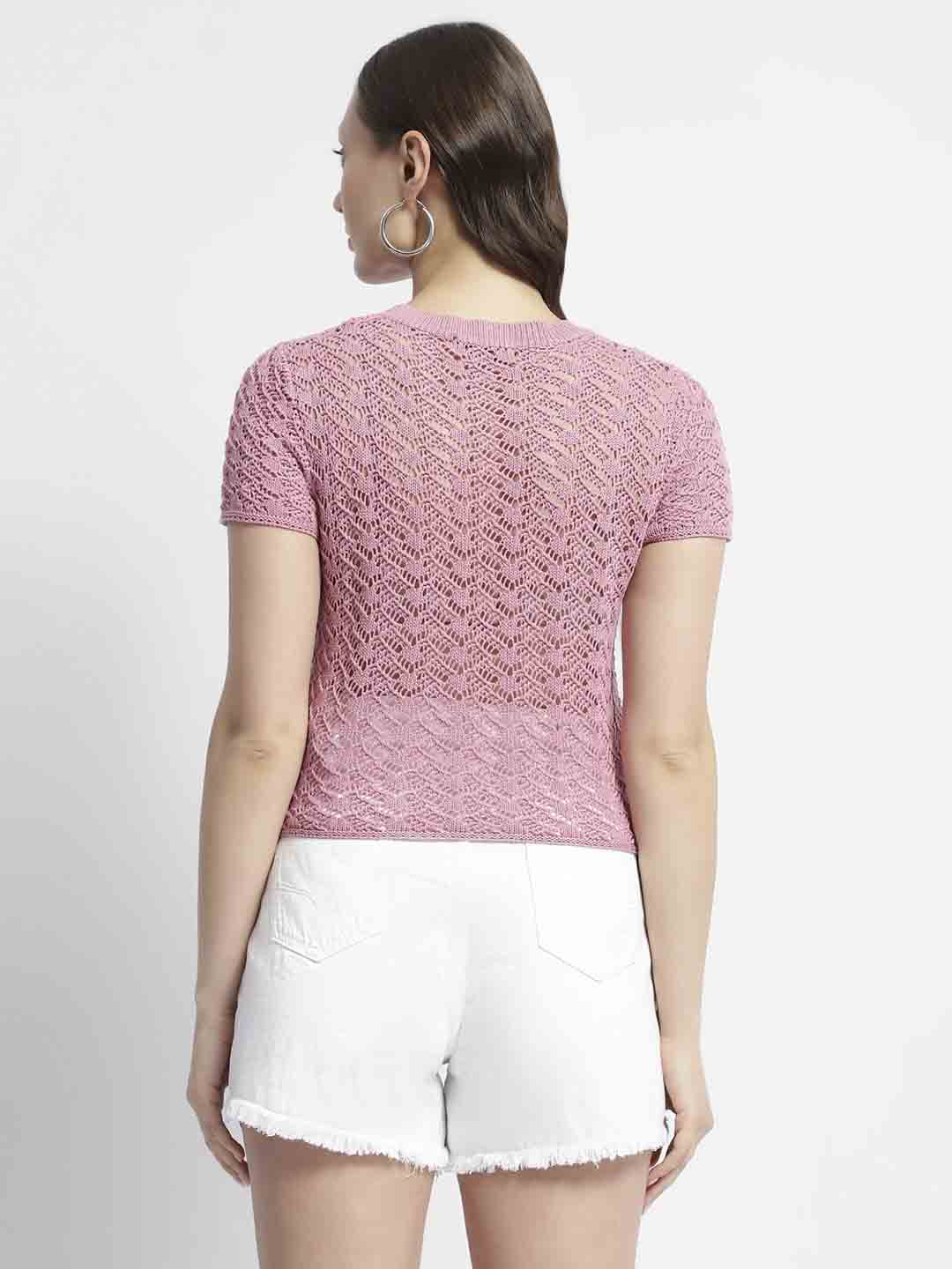 Madame Pink Knit Short Sleeve Top - Image 6