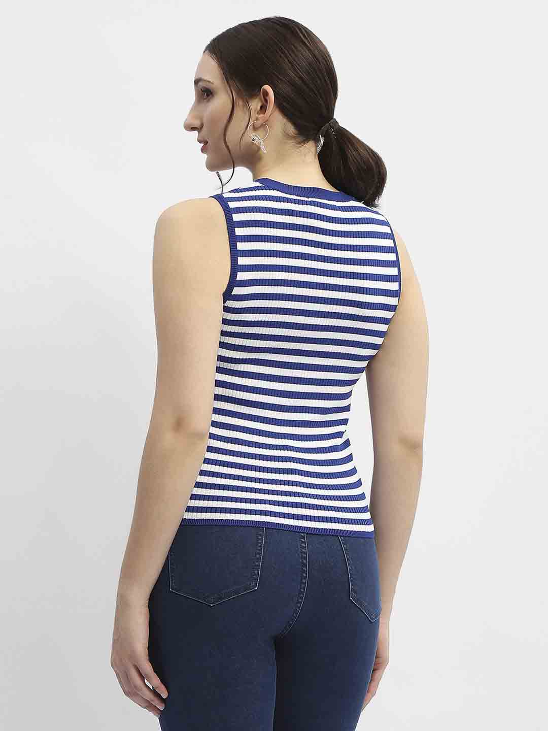 Madame Striped Royal Blue Tank Top - Image 6