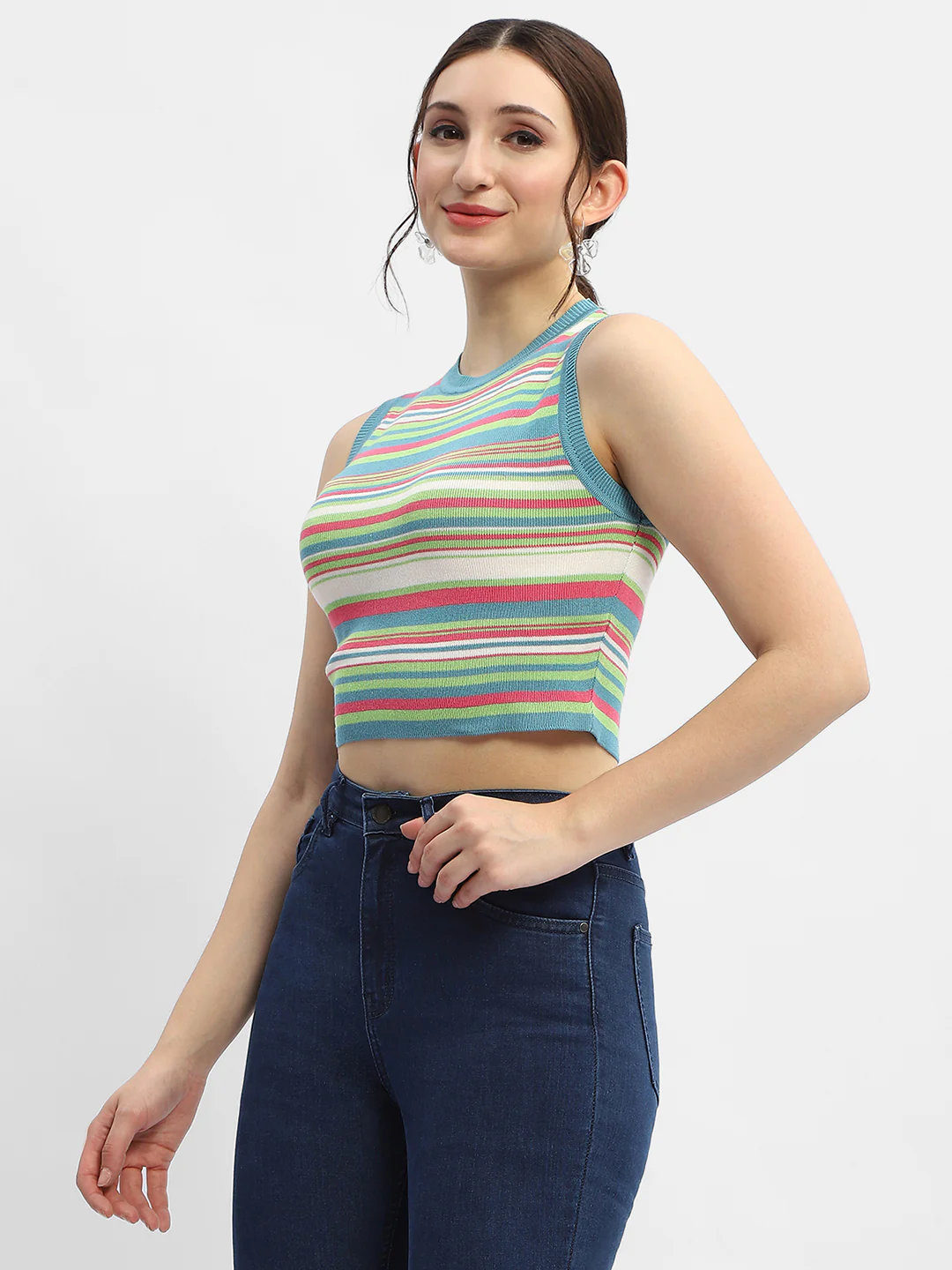 Madame Striped Airforce Blue Tank Top - Image 4