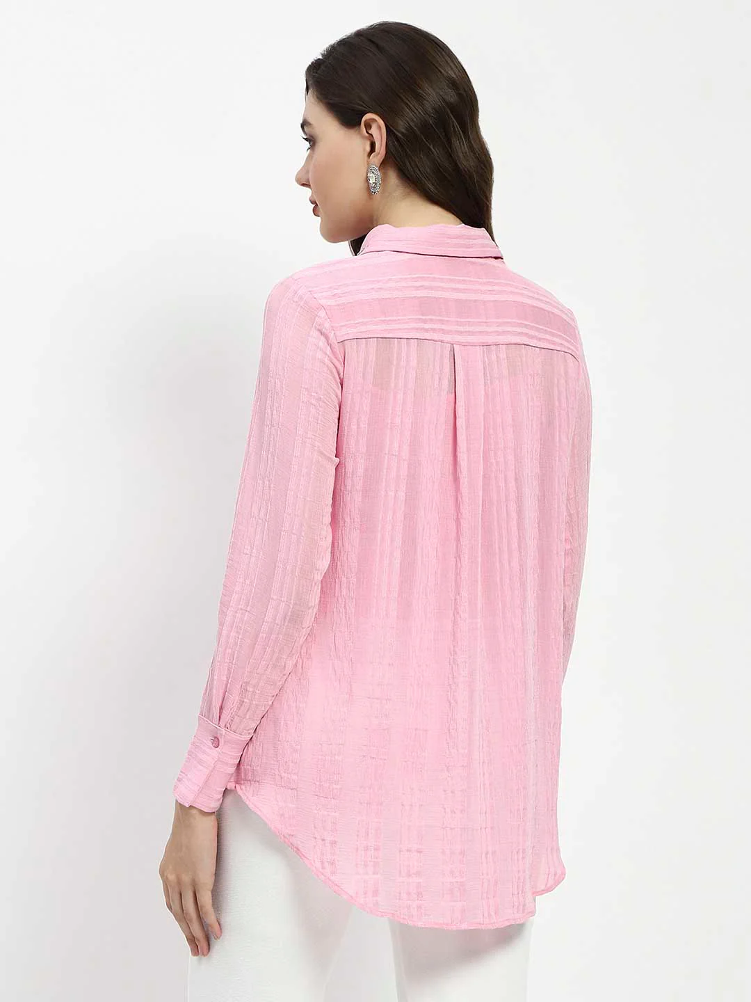 Madame Embroided Collar Pink Shirt - Image 5