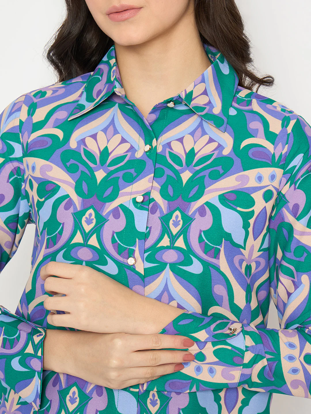 Madame All Over Print Full Sleeve Green Shirt - Image 7