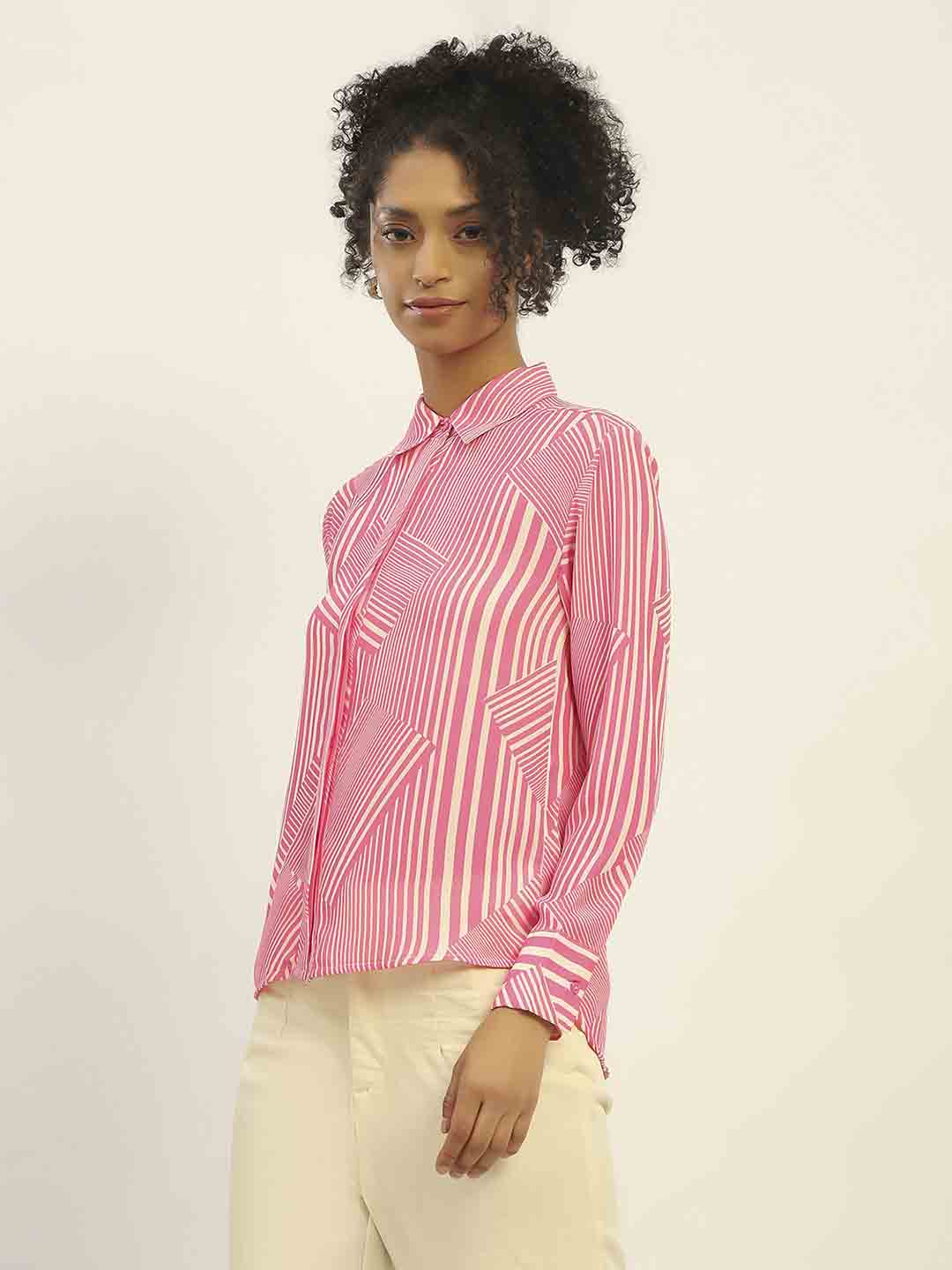Madame Geometric Striped Pink Shirt - Image 6