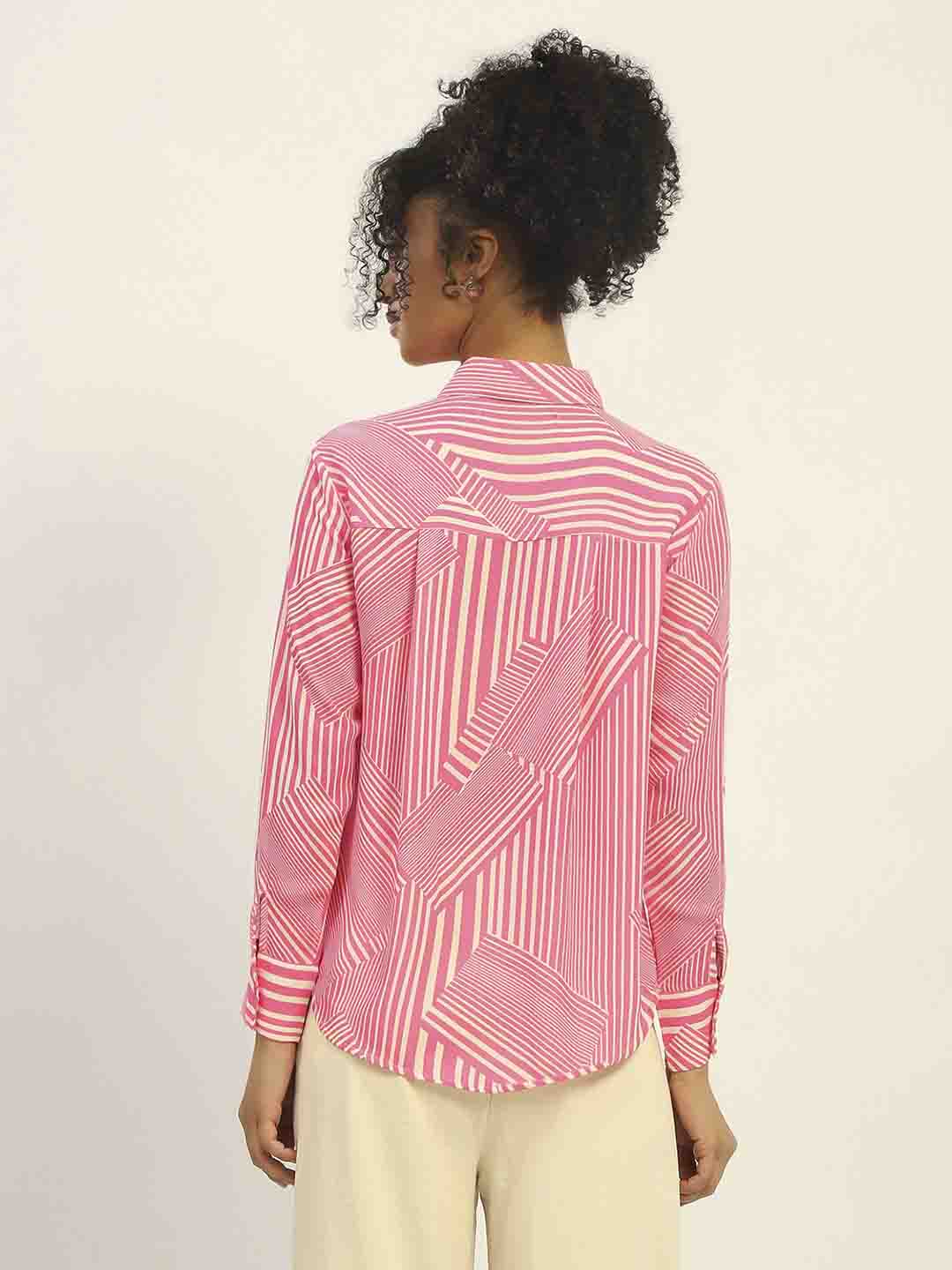 Madame Geometric Striped Pink Shirt - Image 7