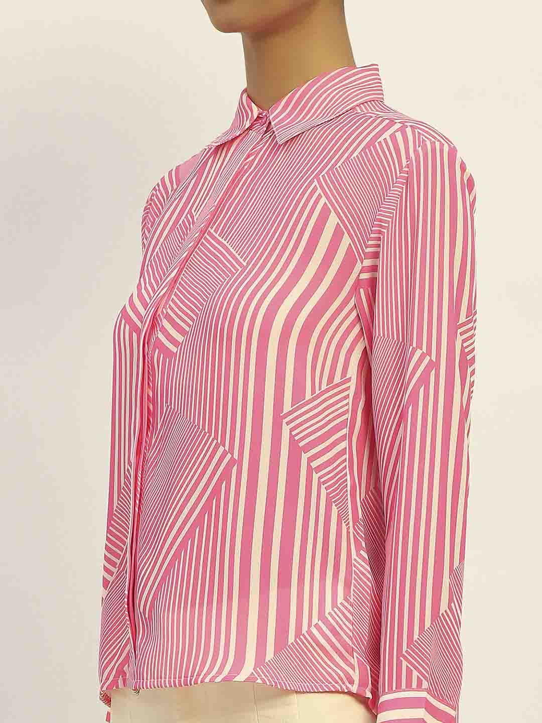 Madame Geometric Striped Pink Shirt - Image 8
