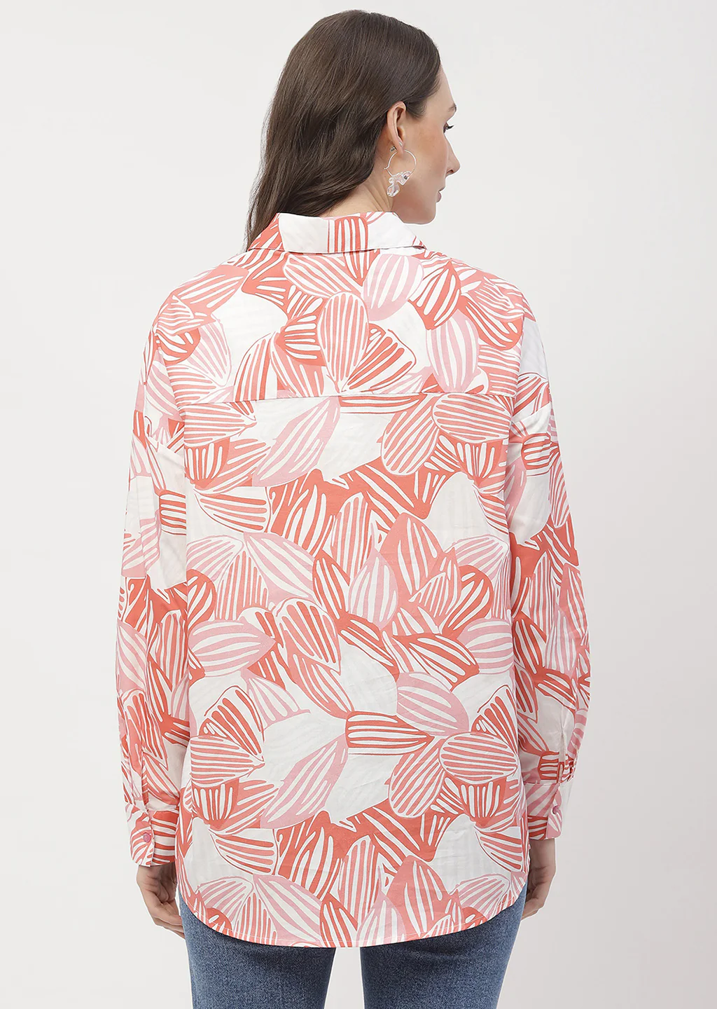 Madame Abstract Print Brick Orange Regular Shirt - Image 6