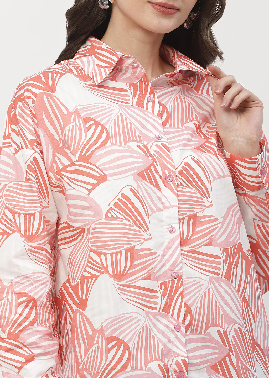 Madame Abstract Print Brick Orange Regular Shirt - Image 7