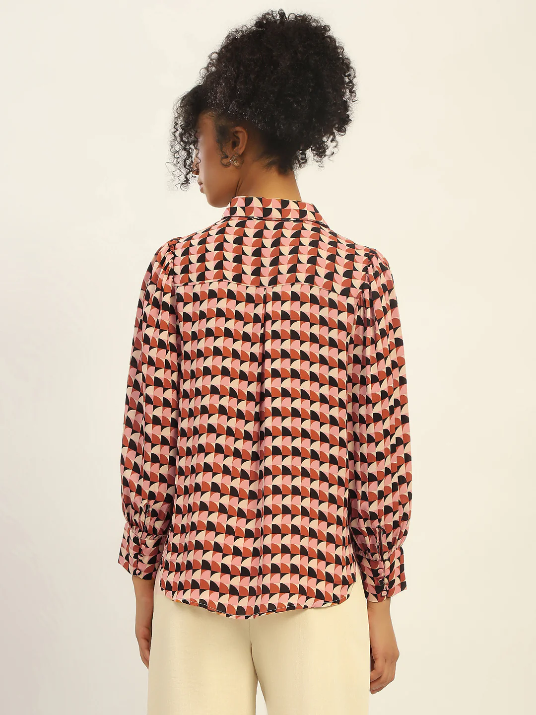 Madame Geometric Printed Rust And Brown Shirt - Image 5