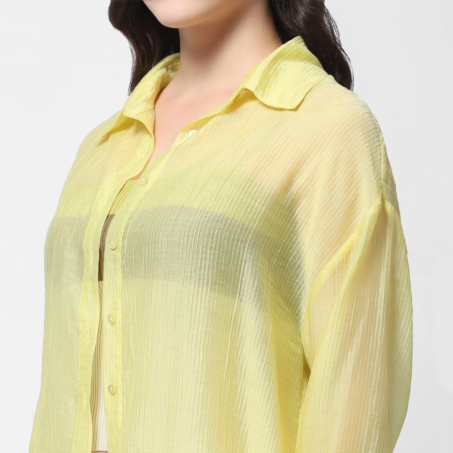 Madame Semi Sheer Lime Women Shirt - Image 2