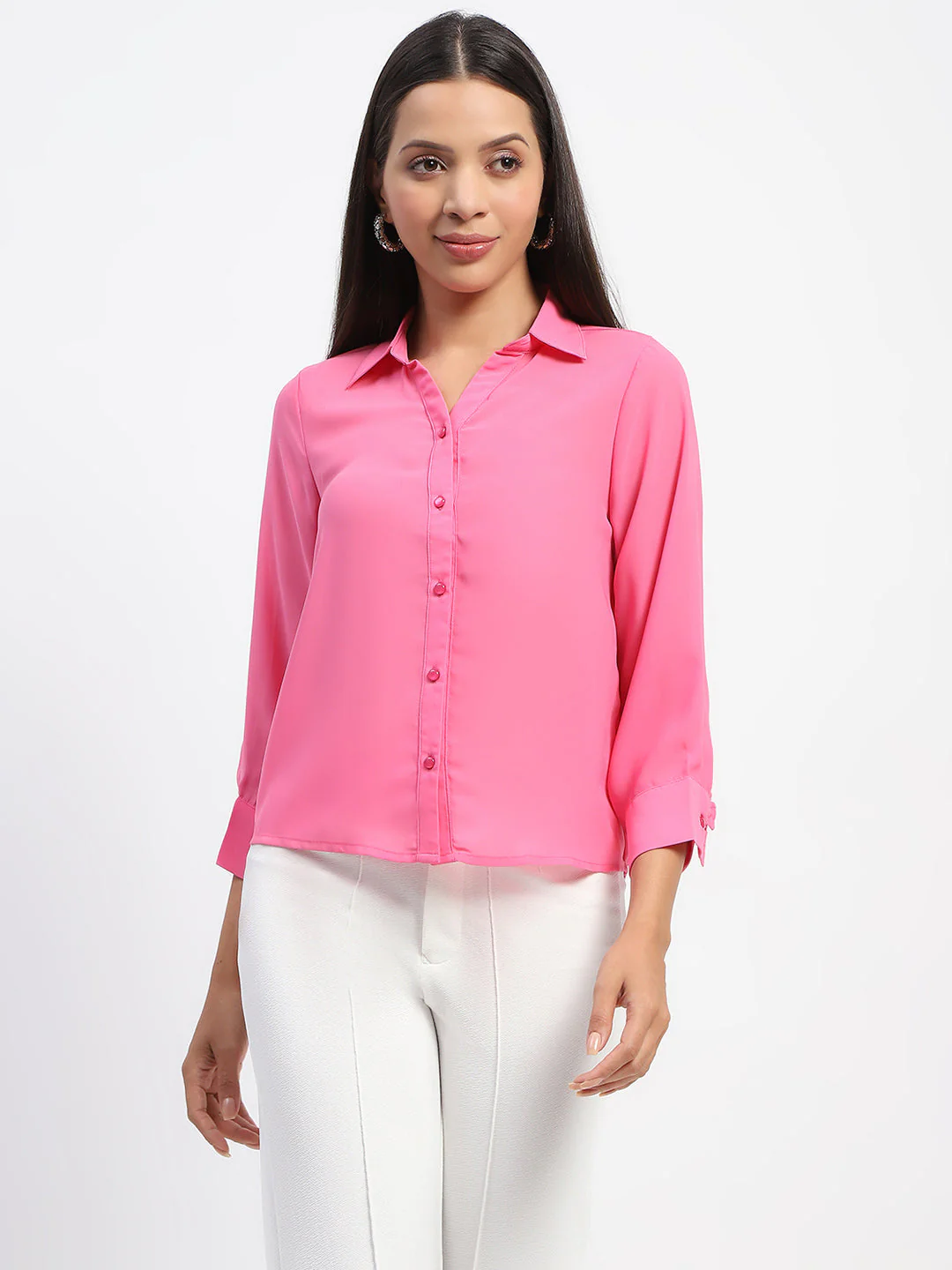 Madame Button-Down Collared Pink Shirt - Image 2