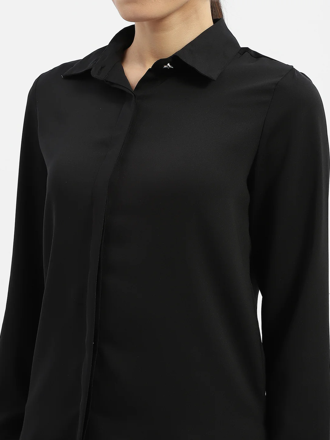 Madame Solid Black Regular Shirt - Image 6