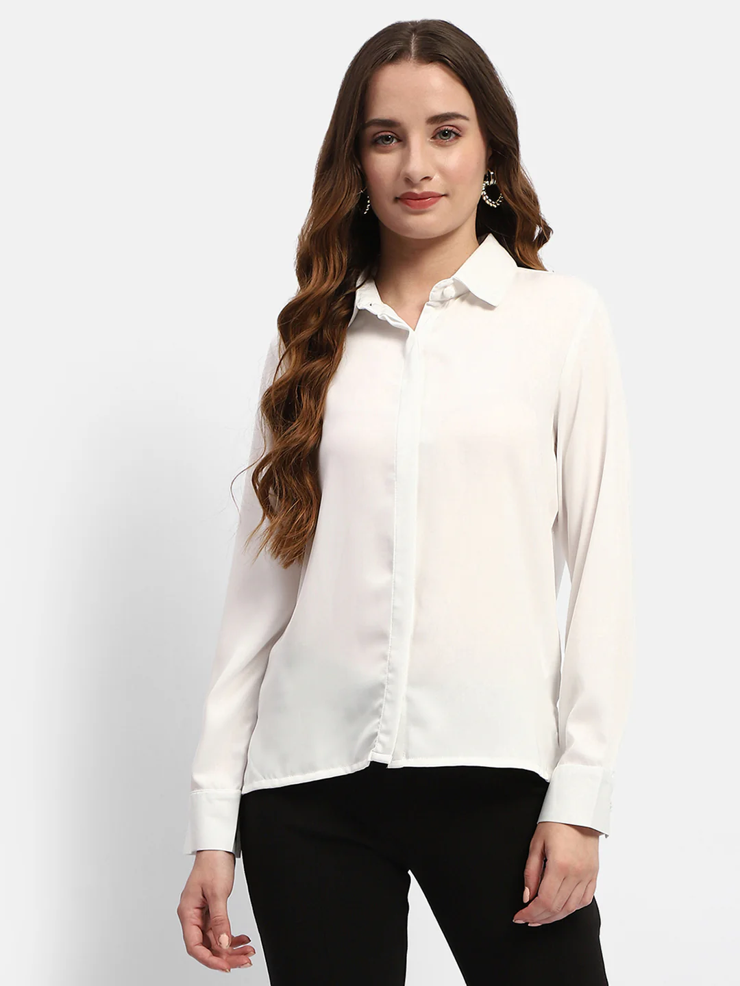 Madame Solid White Regular Shirt