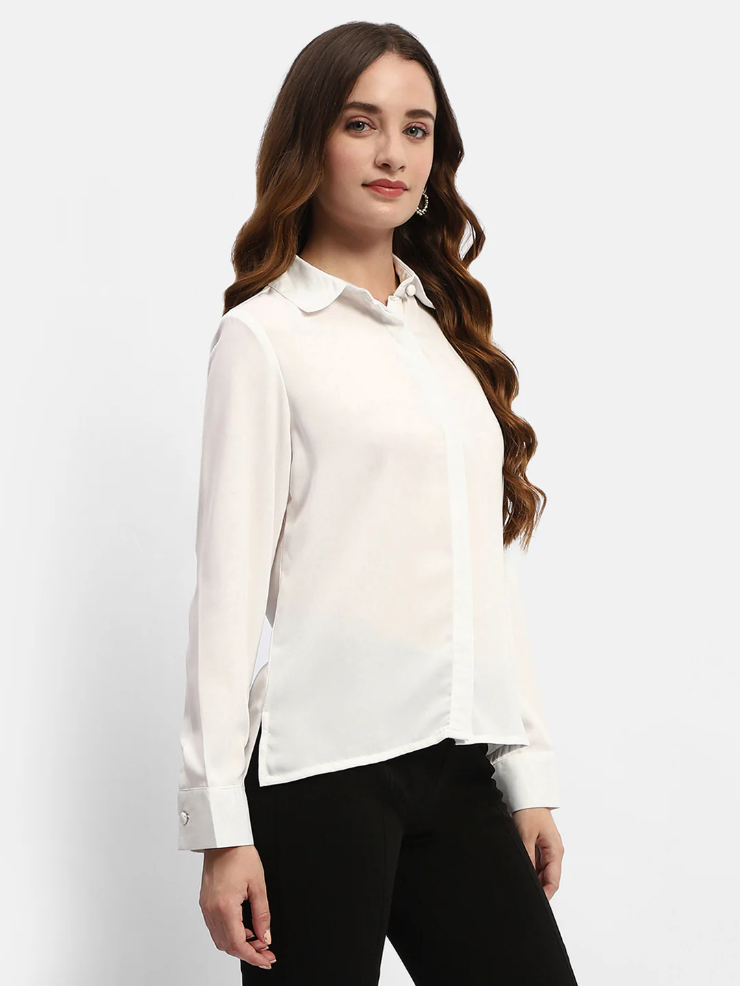 Madame Solid White Regular Shirt - Image 3